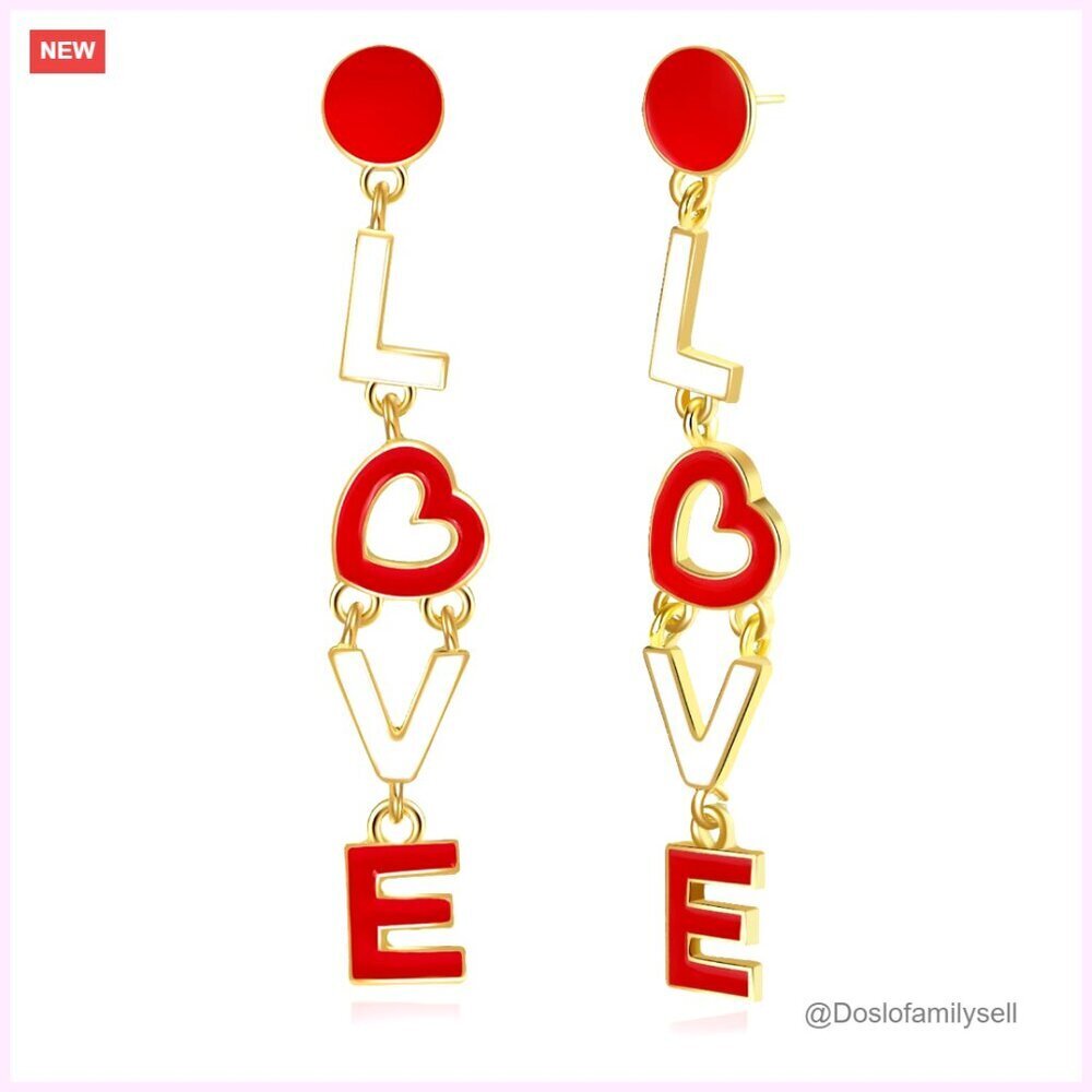 Heart Drop Earrings Romantic Dangle Valentine's Day Jewelry Gift Elegant